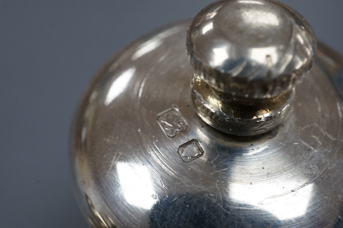 Four modern silver mounted salt and pepper mills, M C Hersey & Son Ltd, London, 1990/91/92, height 70mm.
